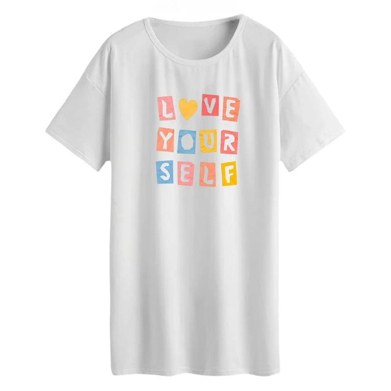 تی شرت لانگ زنانه مدل خودتو دوست داشته باش