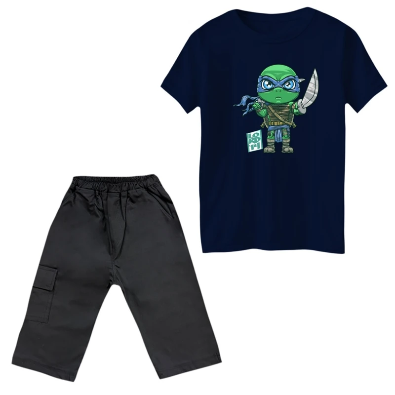 ست تی‌شرت و شلوارک پسرانه مدل لاکپشت های نینجا کد 4