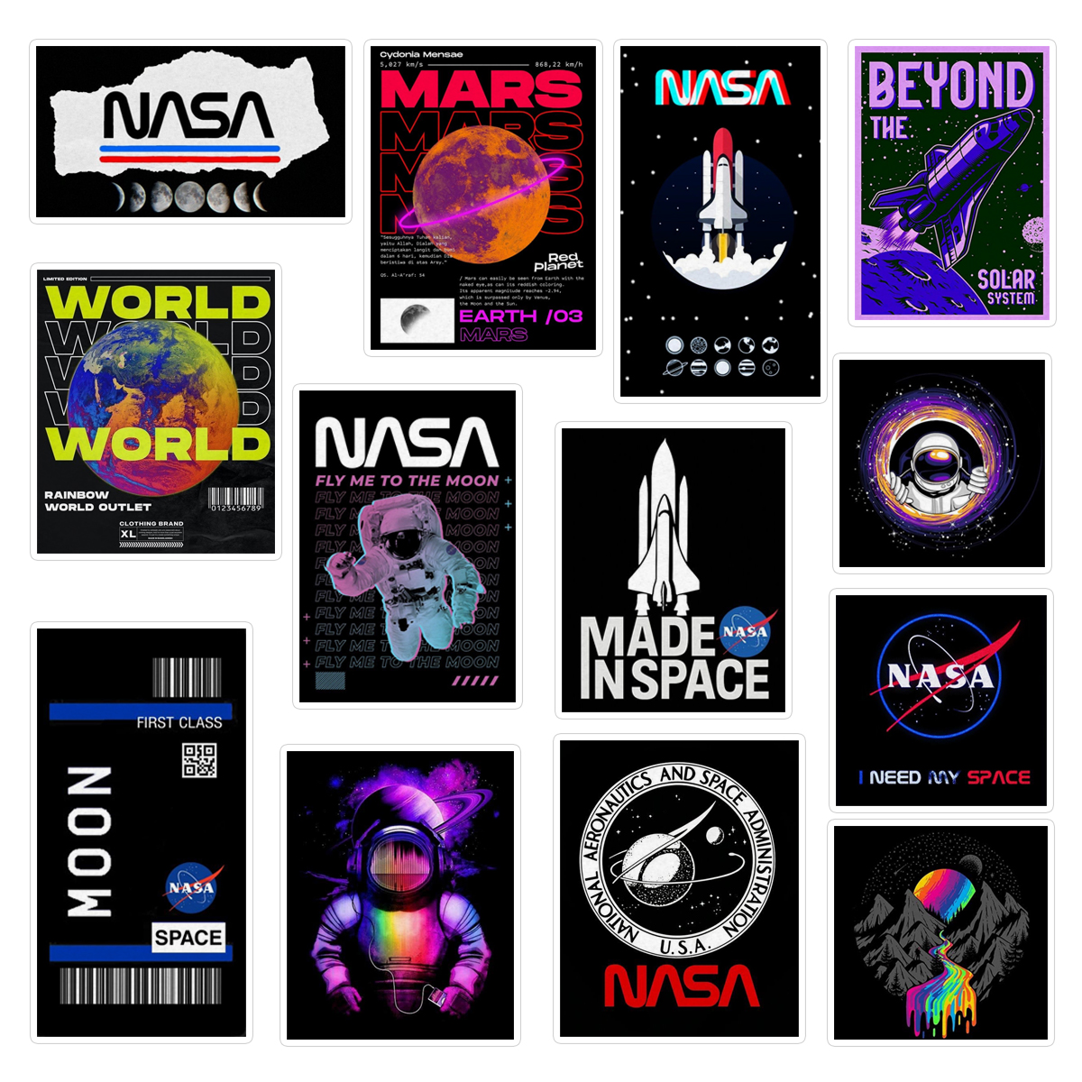 استیکر لپ تاپ ماسا دیزاین طرح SPACE کد COL044 مجموعه 13 عددی