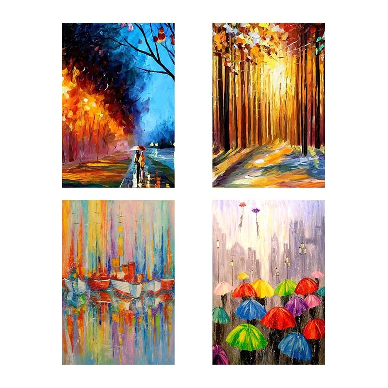 تابلو شاسي کارنيکا طرح نقاشی‌های آبرنگی کد 52662 مجموعه 4 عددی