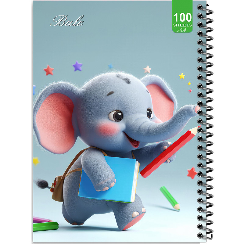دفتر نقاشی 100 برگ بله مدل رحلی طرح فانتزی فیل کوچولوی هنرمند کد A4-N206