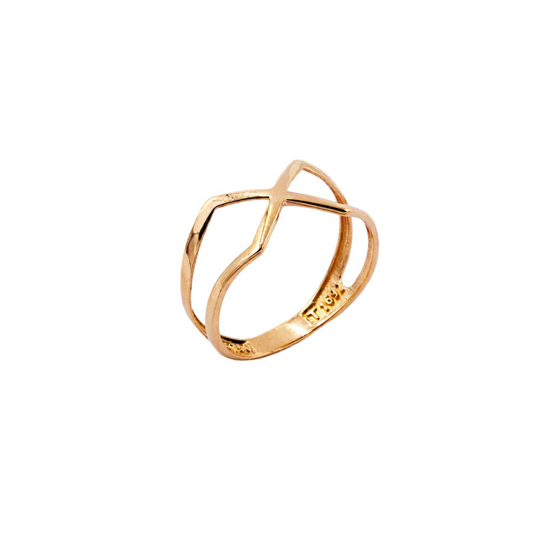 انگشتر طلا 18 عیار زنانه الی گالری مدل رینگ ضربدری