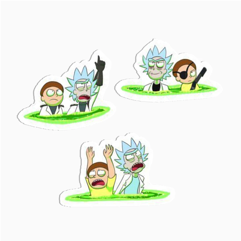 استیکر لپ تاپ و موبایل گوفی طرح ریک و مورتی مجموعه 3 عددی 