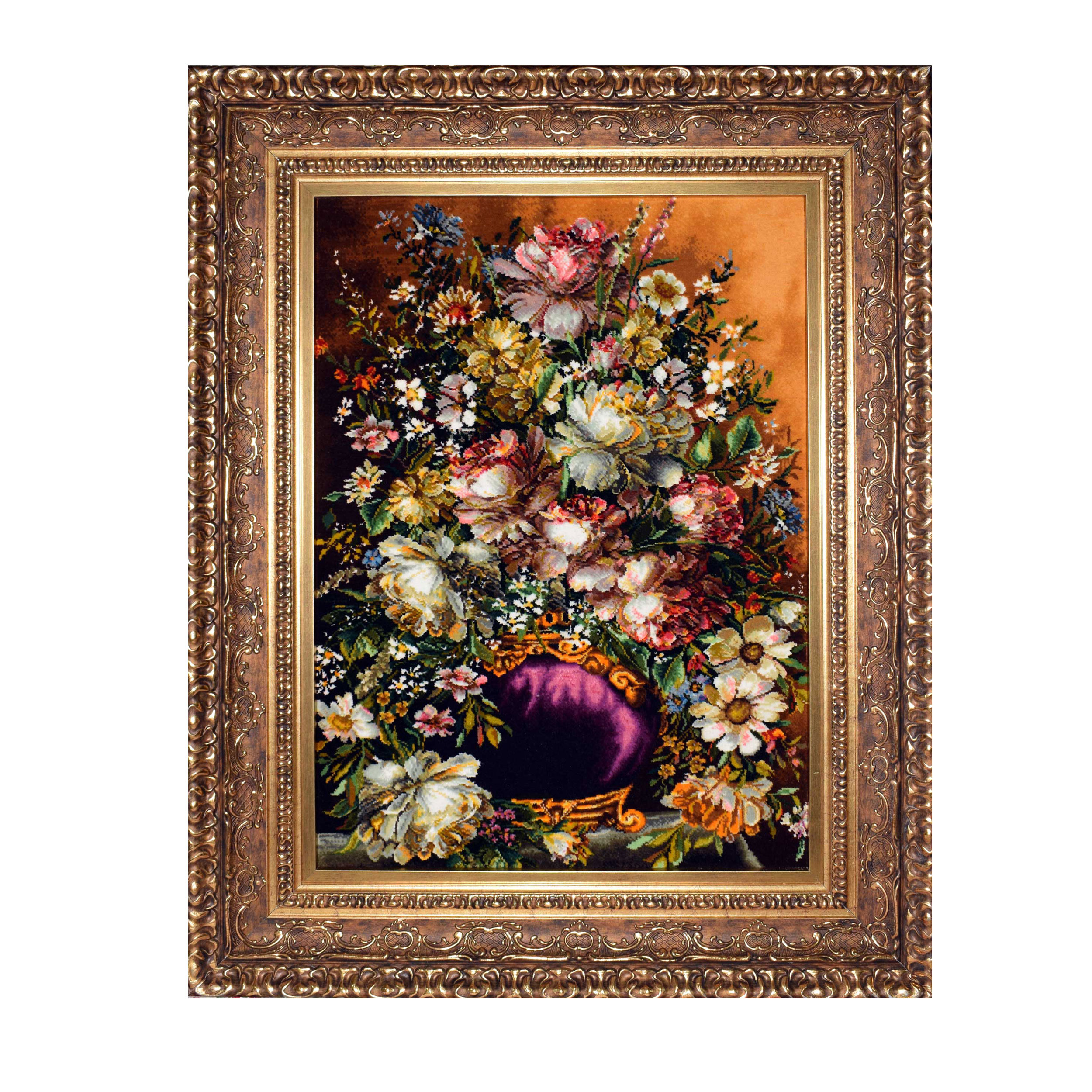 تابلو فرش دستباف مدل گل و گلدان بافت تبریز کد 1862