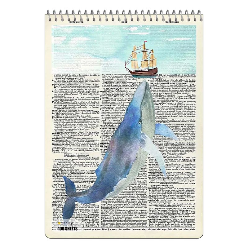 دفتر شطرنجی 100 برگ کارنیکا طرح روزنامه وینتج حیوانات Vintage Newspaper Animals کد 89191