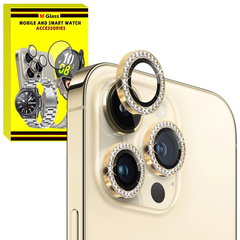 محافظ لنز دوربین فلزی ام‌گلس مدل RNG Diamond MG مناسب برای گوشی موبایل اپل iPhone 15 Pro Max