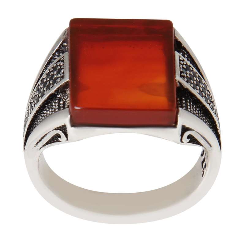 انگشتر نقره مردانه بازرگانی میلادی مدل عقیق کد AM_2277