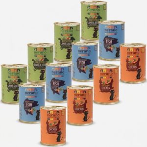 کنسرو غذای گربه بالغ نرانو مدل پته طعم ماهی و گوشت و مرغ وزن 400 گرم بسته 12عددی
