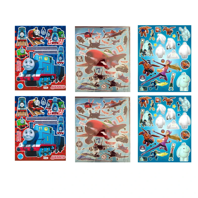 برچسب کودک طرح قطار-هواپیما-شش ابرقهرمان کد Big Hero6-A184 بسته 6 عددی