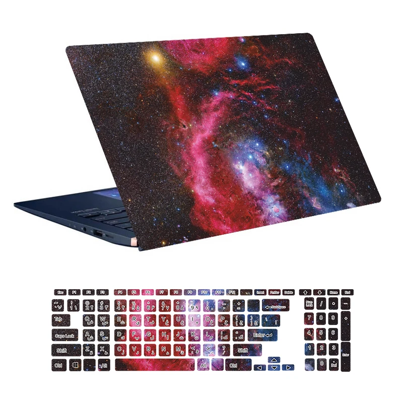 استیکر لپ تاپ توییجین و موییجین طرح Space کد 91 مناسب برای لپ تاپ 15.6 اینچ به همراه برچسب حروف فارسی کیبورد 