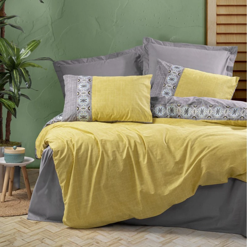 سرویس روتختی کاتن باکس مدل Folk Art Aponi Gri تک نفره 3 تکه