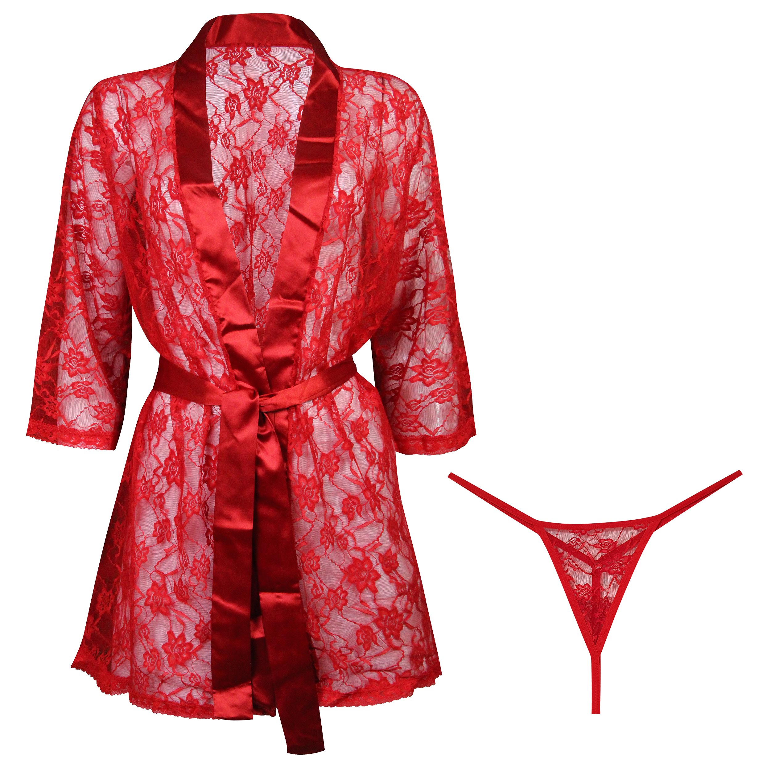 لباس خواب زنانه ماییلدا مدل گیپور کد 3685-806 رنگ قرمز