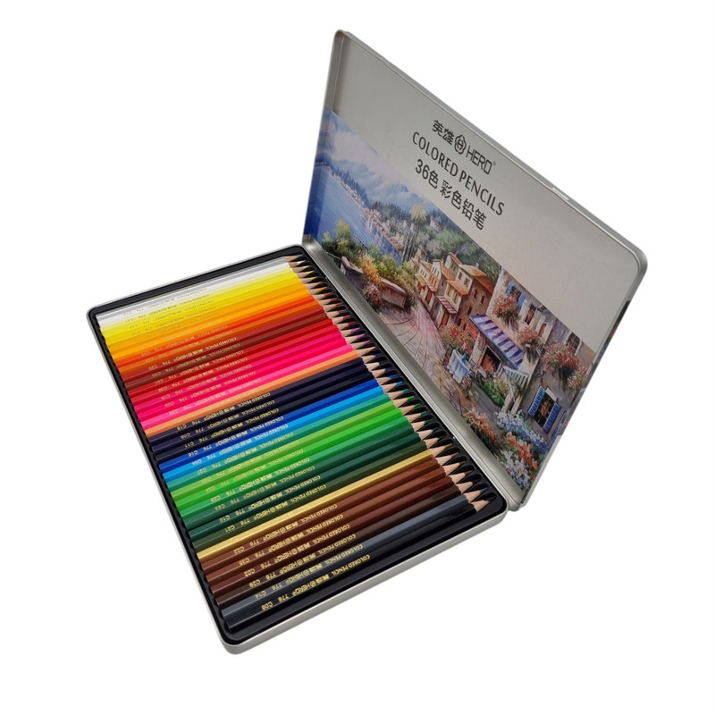 مداد رنگی ۳۶ رنگ هیرو مدل جعبه فلزی کد ۱۱۳۹۰
