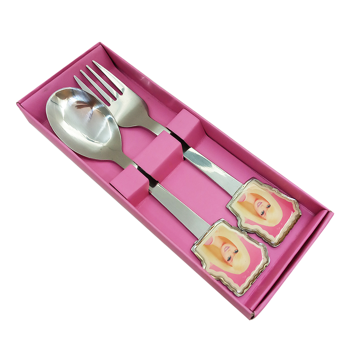 ست قاشق و چنگال کودک مدل Unq.Barbie مجموعه 2 عددی