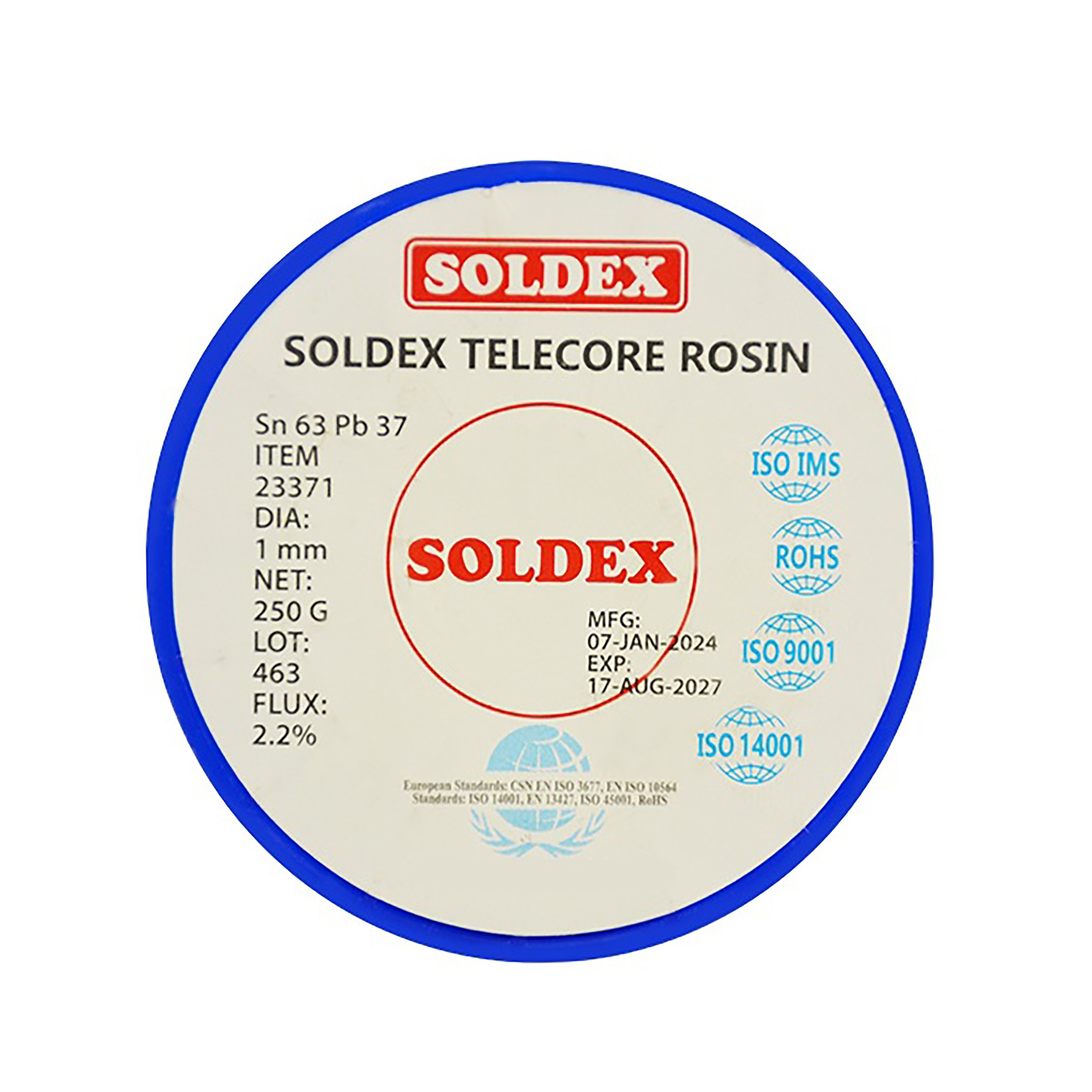 سیم لحیم سولدکس مدل SLDEX Sn63 Pb37 وزن 250 گرم ضخامت 1.0 میلی متر