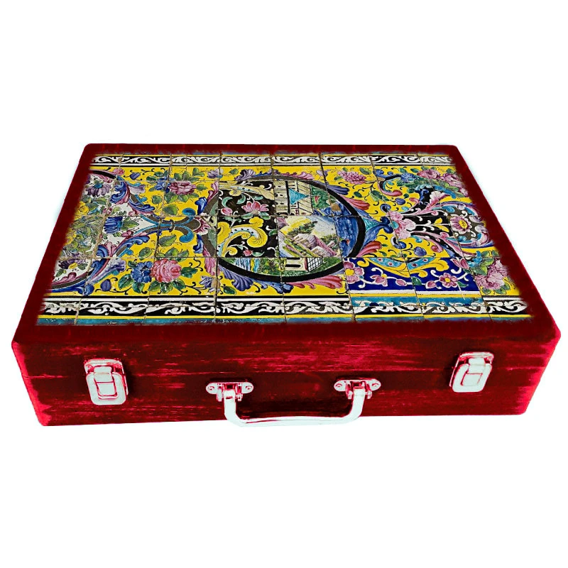 جعبه هدیه مدل چمدان طرح کاشی کد WSL568