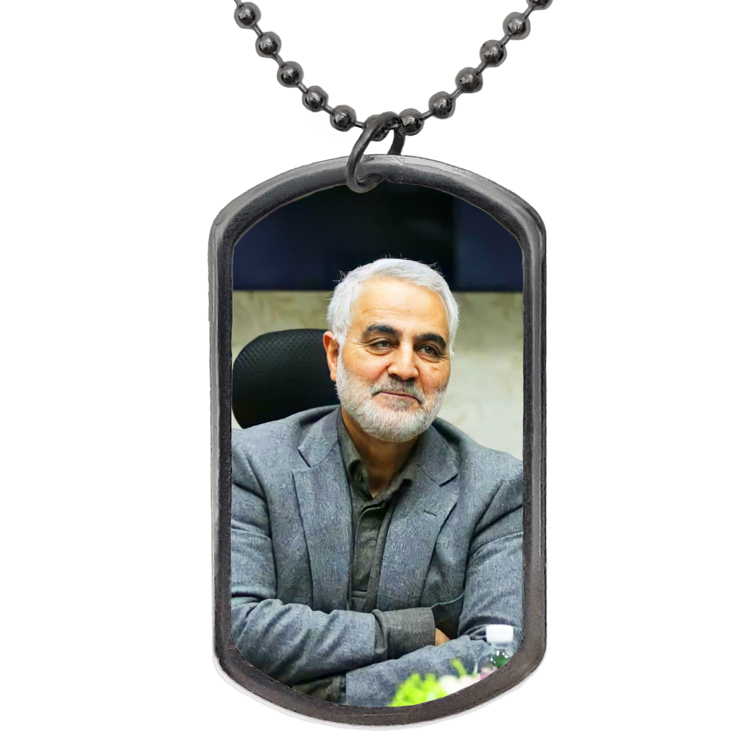 گردنبند طرح سردار شهید حاج قاسم سلیمانی بدون لباس نظامی کد 38