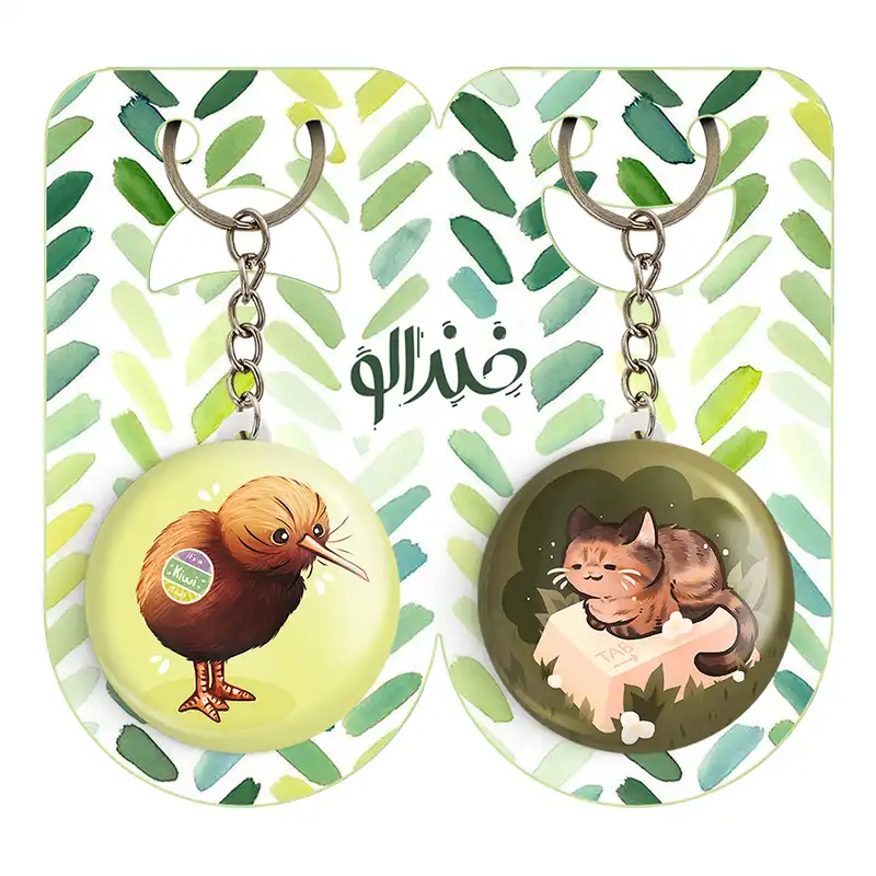 جاکلیدی خندالو مدل گربه و کیوی حیوانات بامزه کد 2106221055 مجموعه 2 عددی