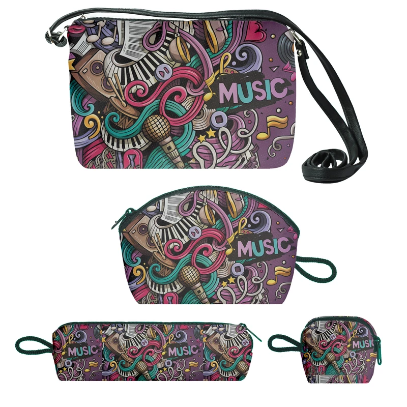 کیف دخترانه طرح music کد f202 مجموعه 4 عددی