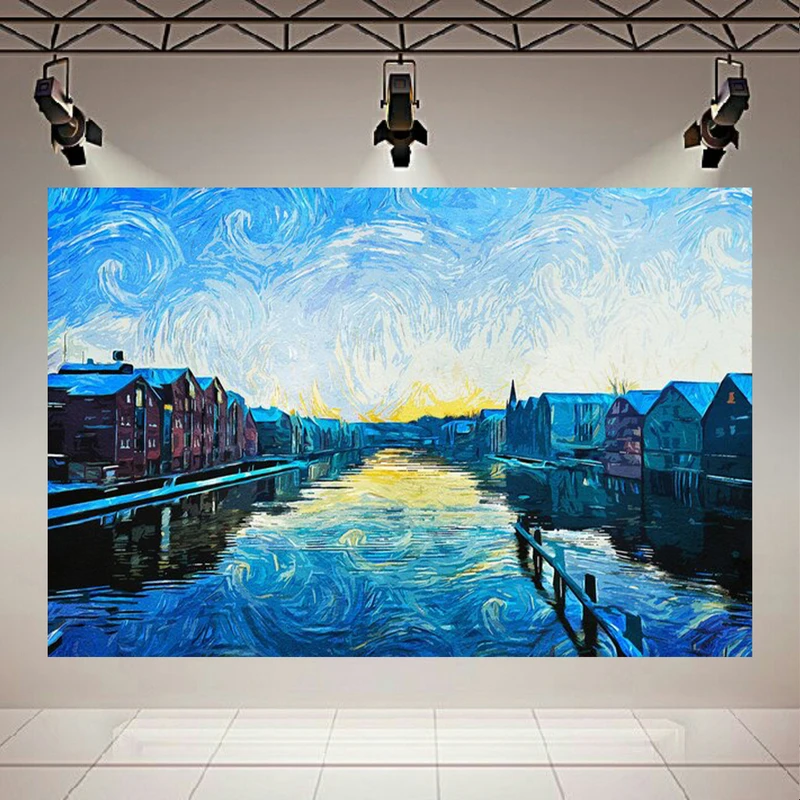 پوستر طرح مخمل نقاشی ونگوگ مدل گرگ و میش کد AR303945