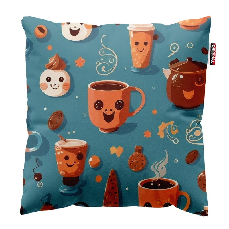 کوسن پاد آفرین مدل فنجان قهوه خندان کد 164 سایز 30*30 سانتی متر