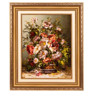 تابلو فرش دستباف سی پرشیا مدل گل با گلدان چوبی کد 902765