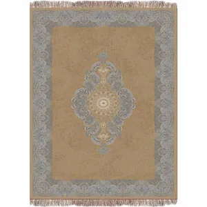 فرش ماشینی 1200 شانه فرش پردیسان دلیجان زمینه کرم حاشیه طوسی کد b1039