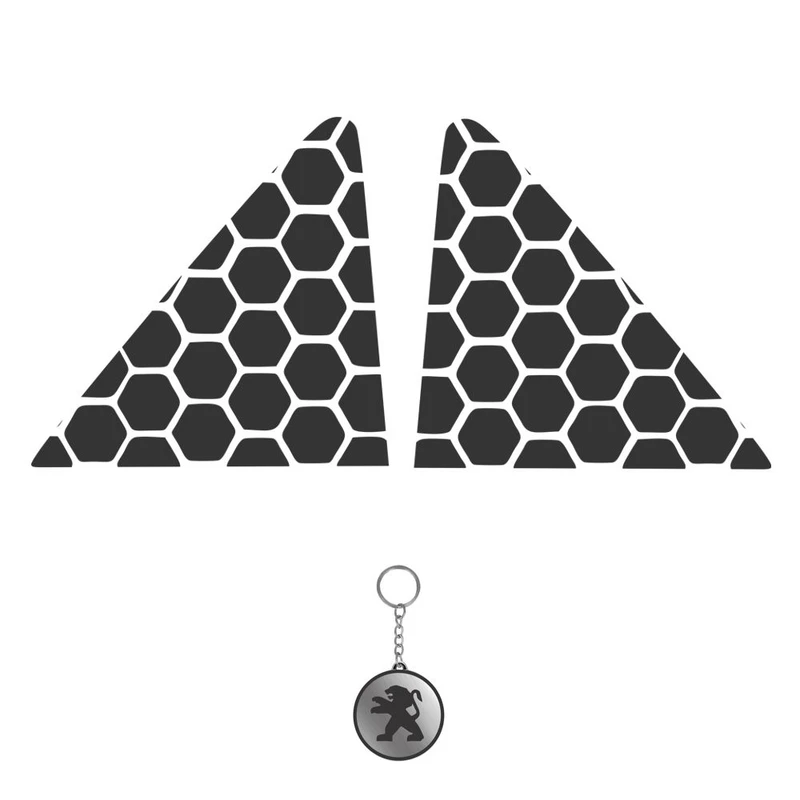 برچسب بدنه خودرو مهدیار طرح لچکی لانه زنبوری کد SL101 مناسب برای پژوپارس بسته دو عددی  به همراه جاکلیدی