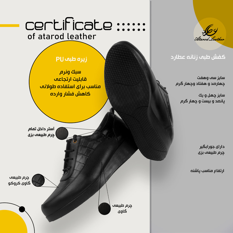 کفش طبی زنانه چرم عطارد مدل چرم طبیعی کد SH44 3 در وبزینر کفش طبی زنانه چرم عطارد مدل چرم طبیعی کد SH44