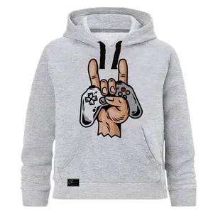   هودی پسرانه چاپیستا طرح GAME کد J66 رنگ طوسی