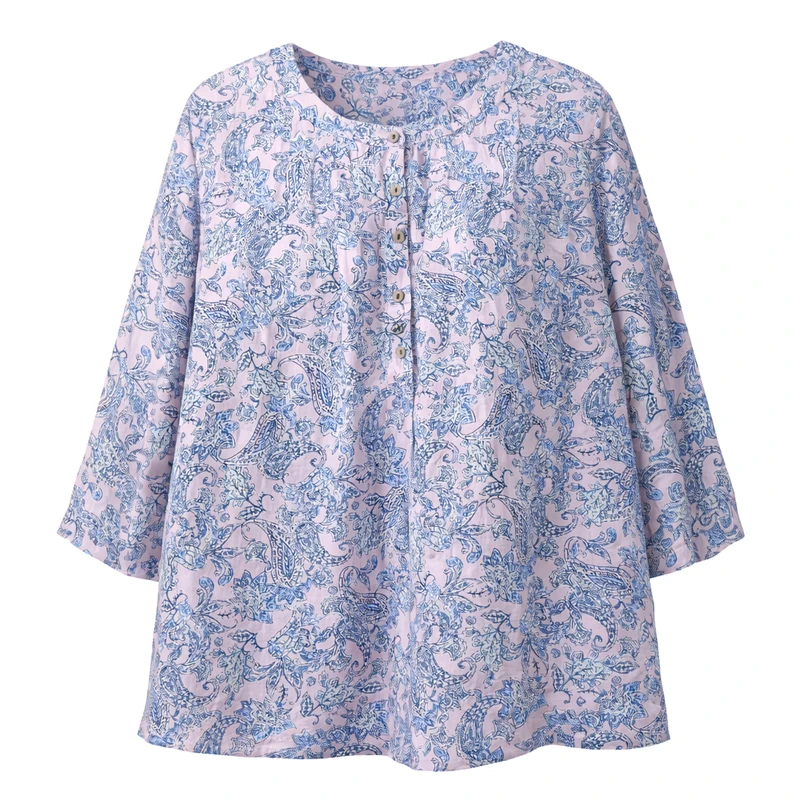 بلوز آستین سه ربع یقه گرد زنانه مدل 1076