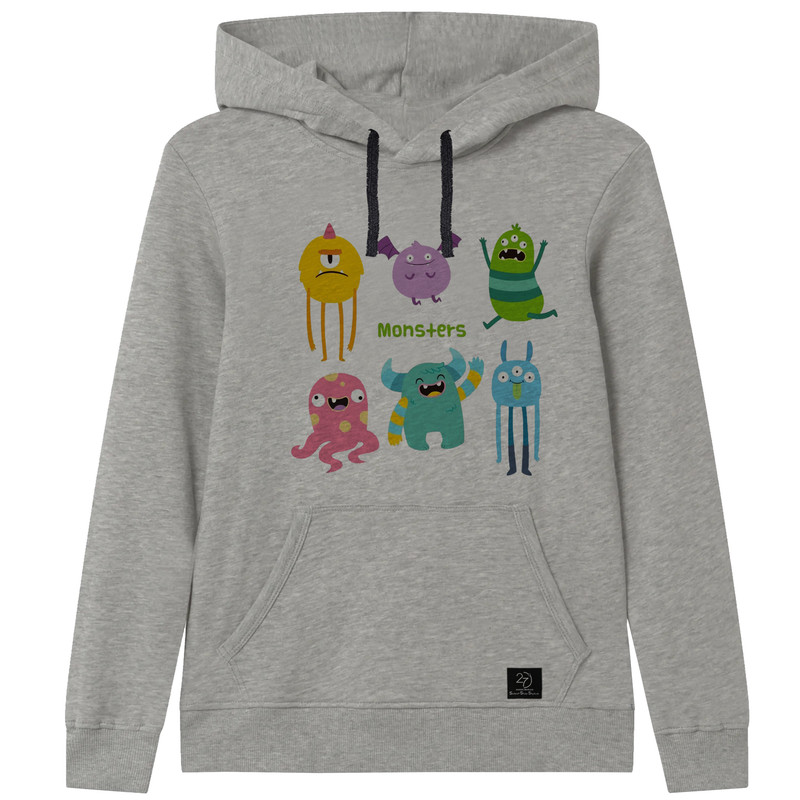  هودی پسرانه 27 مدل MONSTERS کد W13 رنگ طوسی