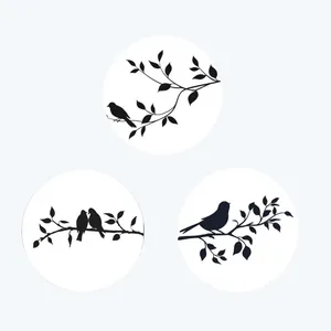 بشقاب دیوارکوب سفالی طرح پرنده کد D453 مجموعه 3 عددی