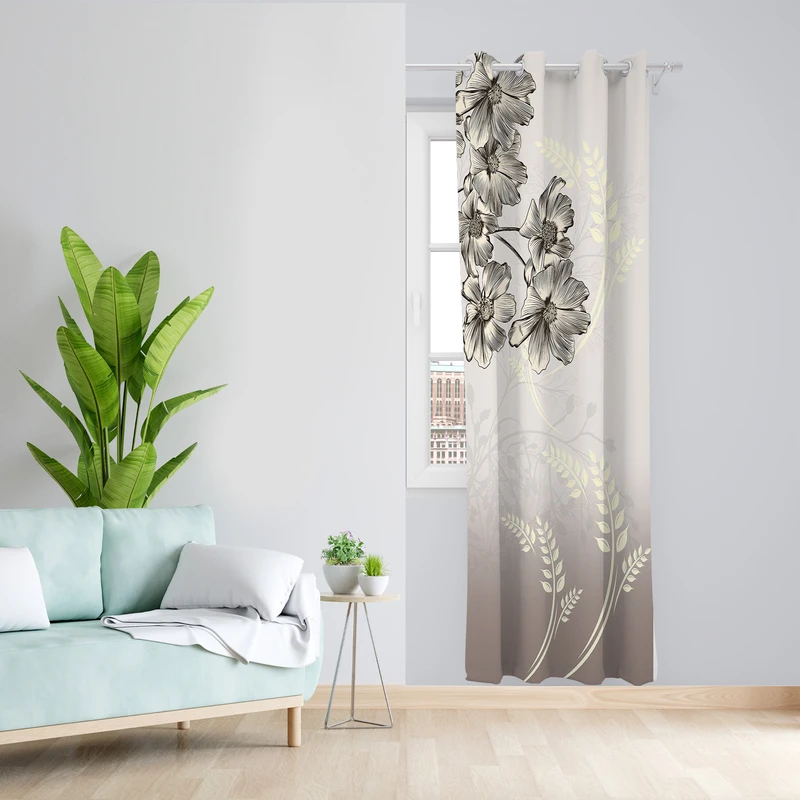 پرده طرح گل مدل مخمل پانچی کد 4248 z سایز 140x200 سانتی متر