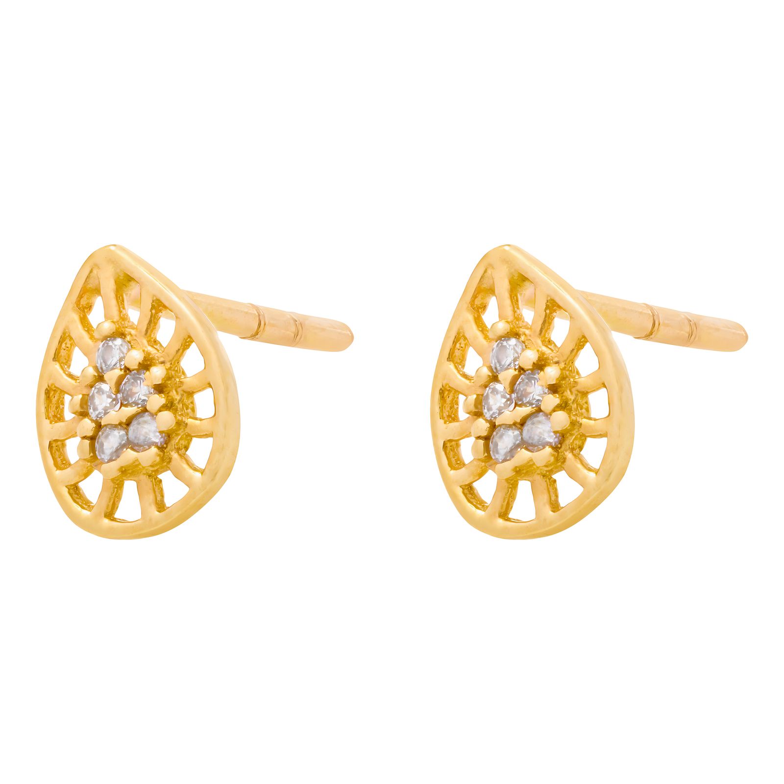 گوشواره میخی طلا 18 عیار زنانه وی گالری مدل اشک کد E0068 -  - 1