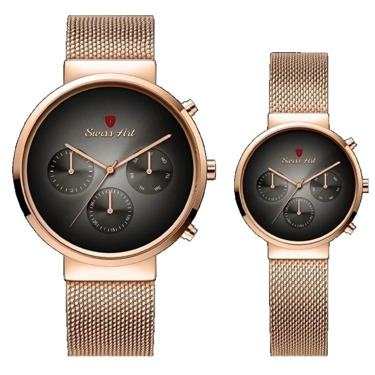 ست ساعت مچی عقربه‌ای کوارتز زنانه و مردانه سوئیس آرت مدل ANT122-123RG0401
