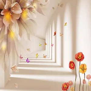 پوستر دیواری سه بعدی مدل تونل گل آویز DVRF1339