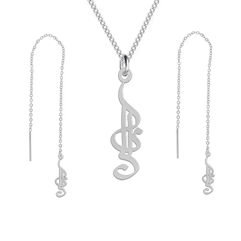 نیم ست نقره زنانه لیردا مدل اسم دلنا nms sss delena63