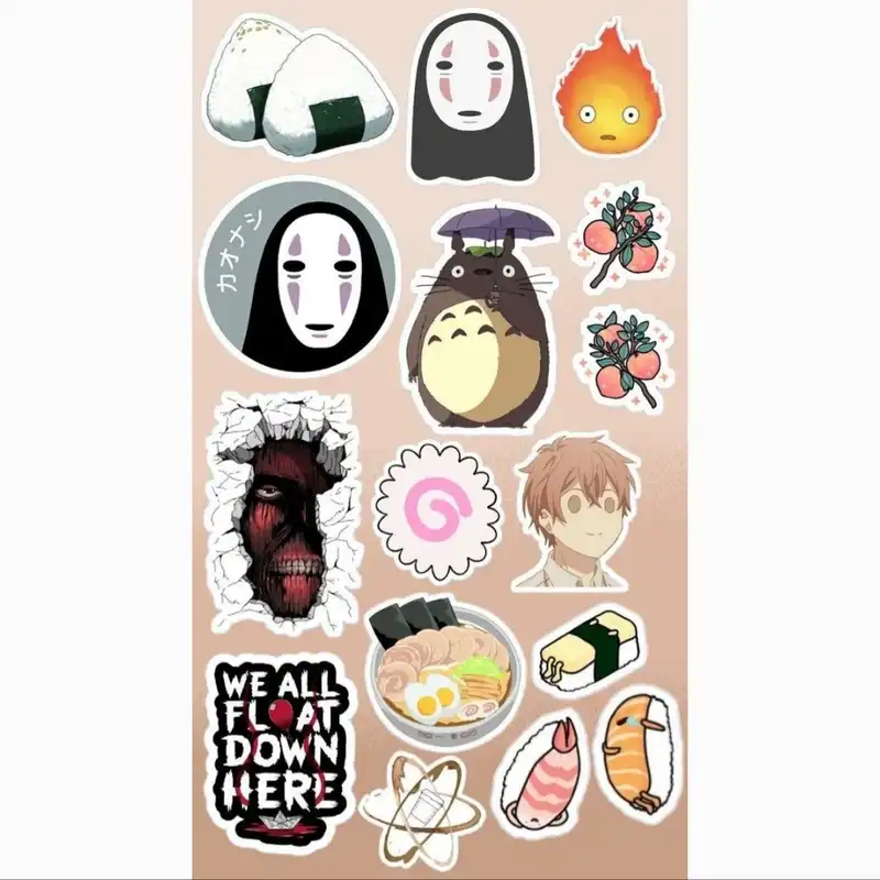 استیکر لپ تاپ طرح کارتون کره ای مجموعه 16 عددی