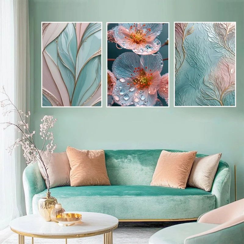 تابلو بکلیت مدل دکوراتیو طرح طبیعت و گل همیشه بهار W-MR-1007 فریم سفید مجموعه 3 عددی