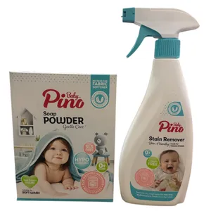 اسپری لکه بر لباس و پودر صابون لباسشویی پینو بیبی مدل Baby1 وزن 900 گرم مجموعه ۲ عددی