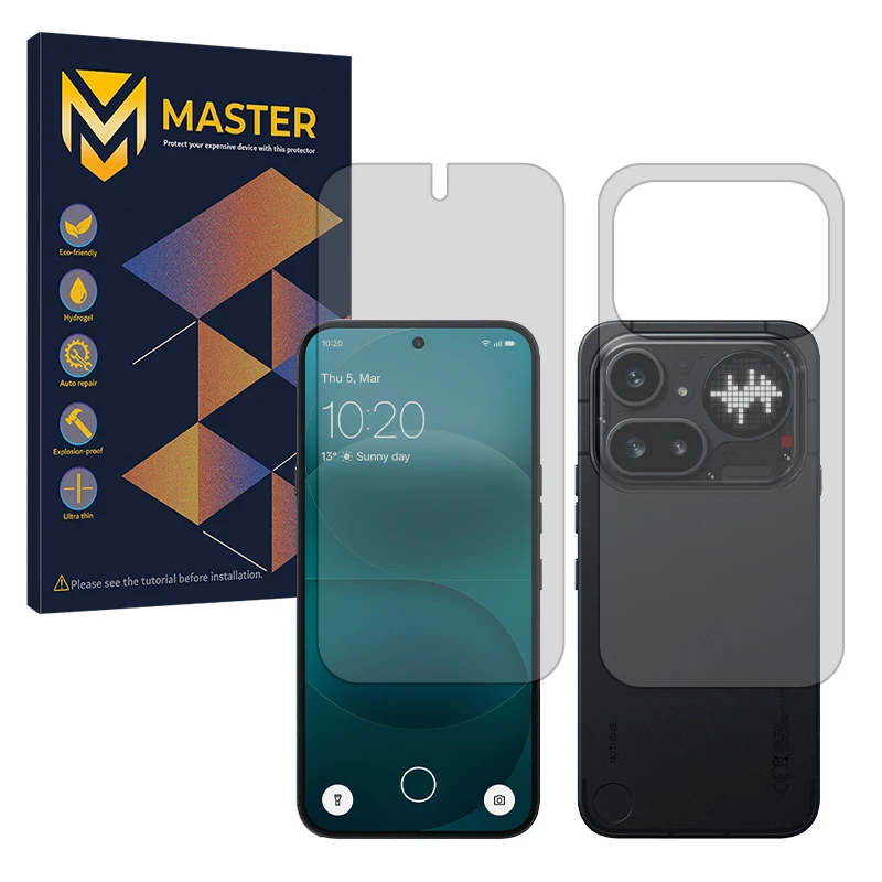 محافظ صفحه نمایش مات مستر مدل فول چسب مناسب برای گوشی موبایل ناتینگ Phone 4a Pro به همراه محافظ پشت گوشی