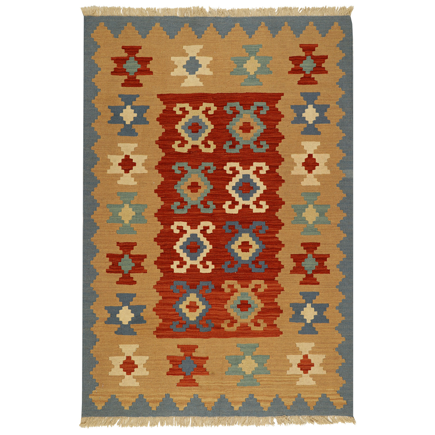 گلیم دستبافت یک و نیم متری مدل قشقایی کد 999079