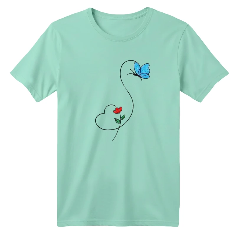 تی شرت آستین کوتاه بچگانه مدل پروانه و قلب