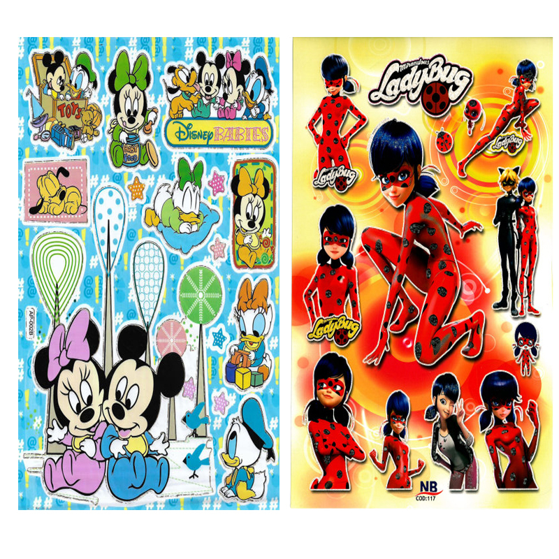 استیکر کودک طرح میکی موس و دختر کفشدوزکی کد CT222 مجموعه 2 عددی 