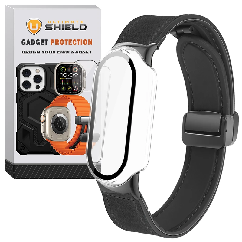 بند آلتیمیت شیلد مدل Smooth MGN GRD CL مناسب برای ساعت هوشمند شیائومی Mi Band 8 (12mm) به همراه کاور