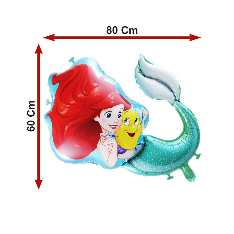 بادکنک فویلی لاکی بالونز مدل پری دریایی مو قرمز و ماهی کد 1198