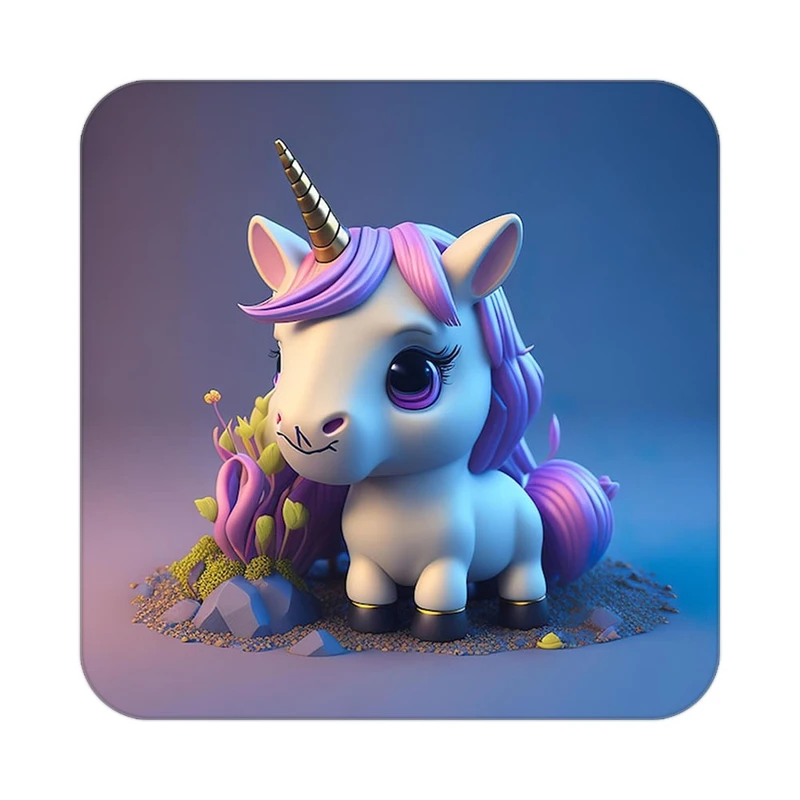 زیر لیوانی کاکتی طرح اسب تک شاخ و یونیکورن مدل mp33513