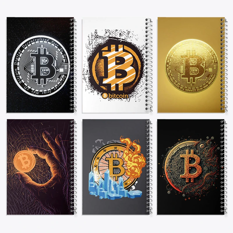 دفتر مشق 100 برگ خندالو طرح بیت کوین (Bitcoin) کد 559 مجموعه 6 عددی