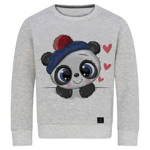 سویشرت پسرانه 27 مدل panda کد B16 رنگ طوسی روشن
